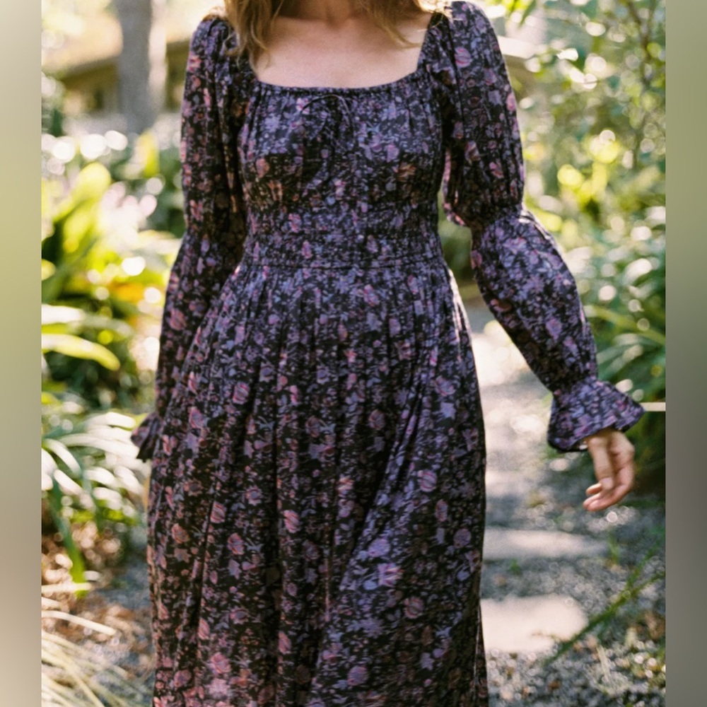 Christy Dawn Floral Long Sleeve Dress - Purple and Pink